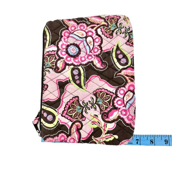 Tanya Lee Quilted Floral Zippered Pouch Make Up Travel Bag Pink Brown 6.5 x 9.5 - Picture 8 of 8